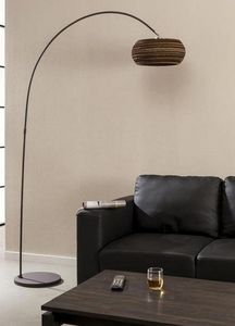 WHITE LABEL - lampadaire goliate design cylindre marron - Floor Lamp