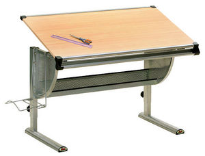 WHITE LABEL - bureau enfant avec plateau inclinable coloris bois - Children's Desk