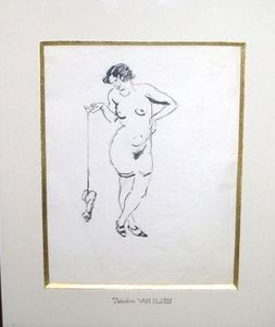 La Tour Camoufle - femme nue - Ink Drawing
