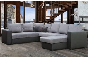 WHITE LABEL - canapé convertible listowel angle panoramique noir - Adjustable Sofa