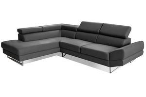 WHITE LABEL - canapé d'angle gauche fixe venise cuir éco graphi - Adjustable Sofa
