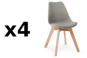 WHITE LABEL - lot de 4 chaises oslo grise design scandinave piét - Chair