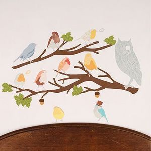 Lovemae - cui-cui retro (sans les branches) - Children's Decorative Sticker