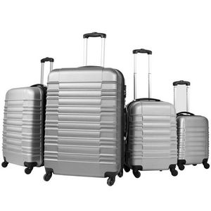 WHITE LABEL - lot de 4 valises bagage abs bleu - Suitcase With Wheels