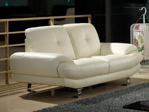 WHITE LABEL - canapé cuir 2 places swan - 2 Seater Sofa