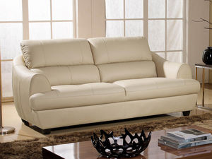 WHITE LABEL - canapé cuir 3 places mona - 3 Seater Sofa