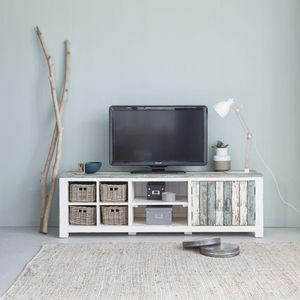 BOIS DESSUS BOIS DESSOUS - meuble tv en bois de pin recyclé 180 atlantic - Media Unit
