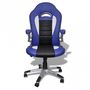 Office armchair-WHITE LABEL-Fauteuil de bureau sport cuir bleu/noir