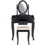 Dressing table-WHITE LABEL-Coiffeuse bois noir miroir tabouret