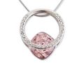 Necklace-WHITE LABEL-Collier pendentif bague avec strass et pierre rose