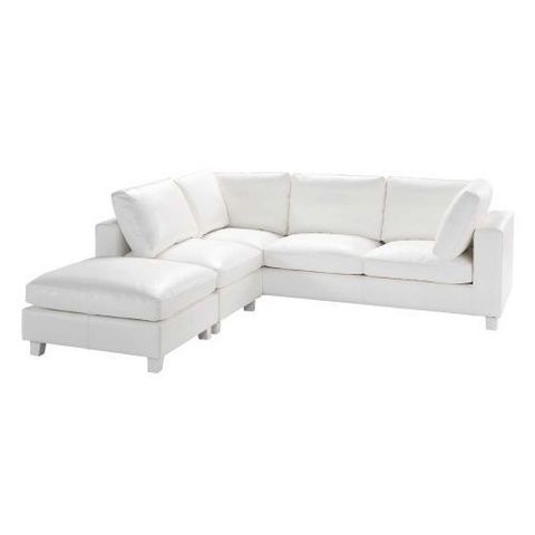 MAISONS DU MONDE - Corner sofa-MAISONS DU MONDE-Canapé cuir blanc 5 placesAngle Kennedy