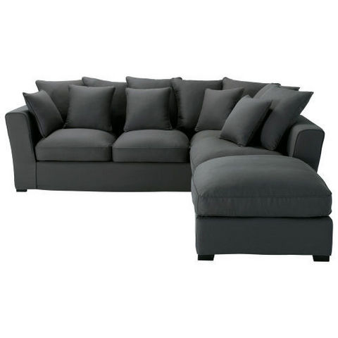 MAISONS DU MONDE - Corner sofa-MAISONS DU MONDE-Canapé angle 5 places fixe coton gris ardoise Balt