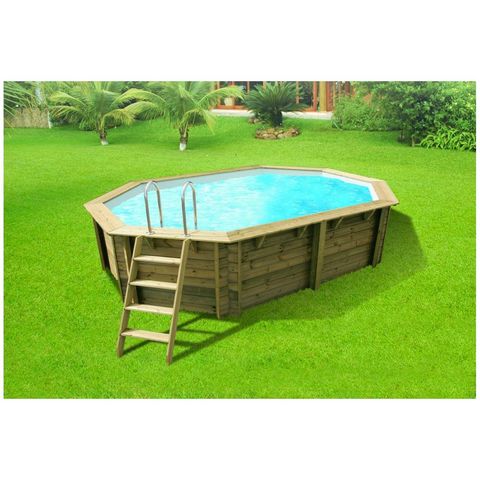 Aqualux - Wood surround above-ground pool-Aqualux-Piscine en bois LENNY - 560 x 360 x 113 cm
