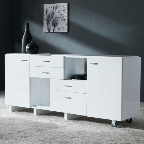 WHITE LABEL - Chest of drawers-WHITE LABEL-Commode 4 tiroirs + 2 portes Mallow