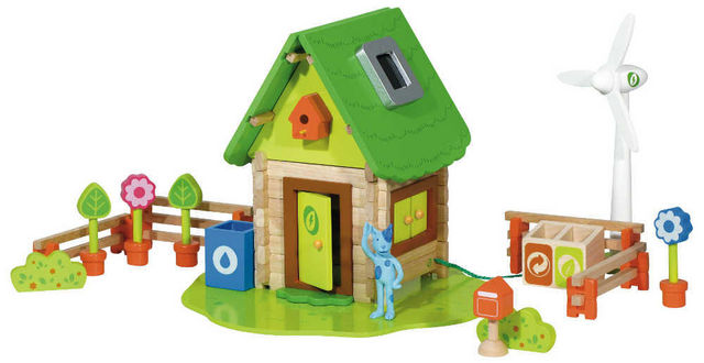 HOUSE OF TOYS - Early years toy-HOUSE OF TOYS-Ma maison écologique en bois 105 pièces 28x20x13cm