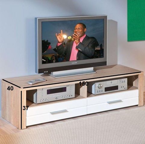 WHITE LABEL - Media unit-WHITE LABEL-Meuble TV ABSOLUTO 2 tiroirs et 2 niches en bois b
