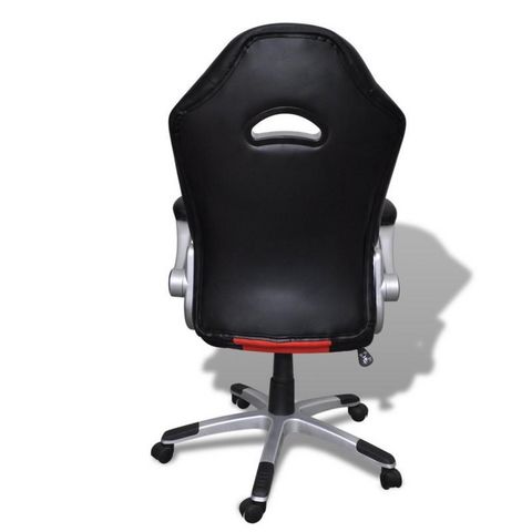 WHITE LABEL - Office armchair-WHITE LABEL-Fauteuil de bureau sport cuir noir/rouge
