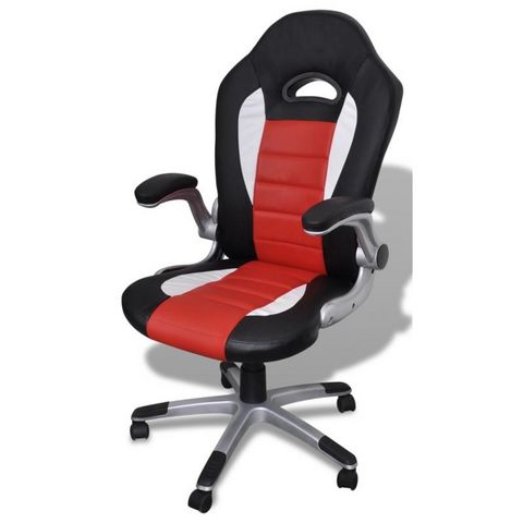 WHITE LABEL - Office armchair-WHITE LABEL-Fauteuil de bureau sport cuir noir/rouge