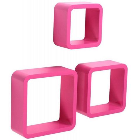 WHITE LABEL - Shelf-WHITE LABEL-Étagère murale x3 cube design rose