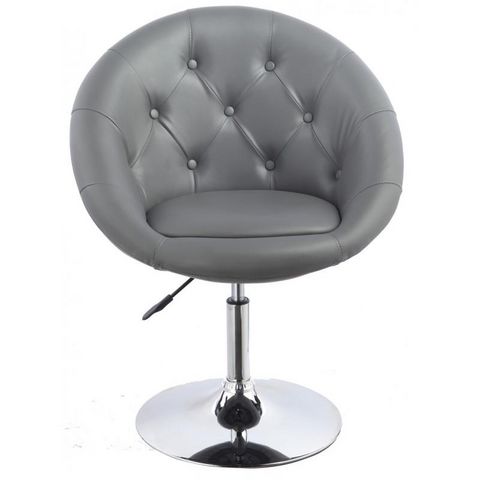 WHITE LABEL - Swivel armchair-WHITE LABEL-Fauteuil lounge pivotant cuir gris