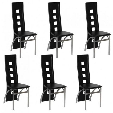 WHITE LABEL - Chair-WHITE LABEL-6 Chaises de salle a manger noires