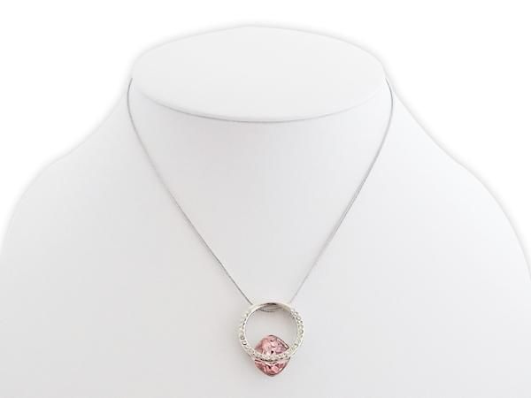 WHITE LABEL - Necklace-WHITE LABEL-Collier pendentif bague avec strass et pierre rose