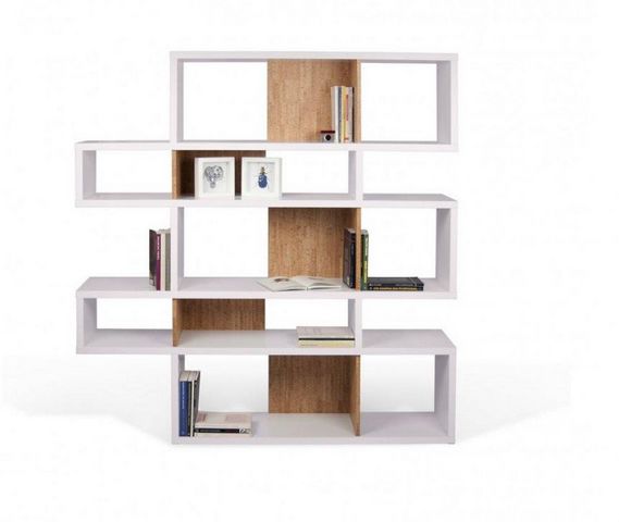WHITE LABEL - Bookcase-WHITE LABEL-TemaHome LONDON bibliothèque design 5 niveaux blan