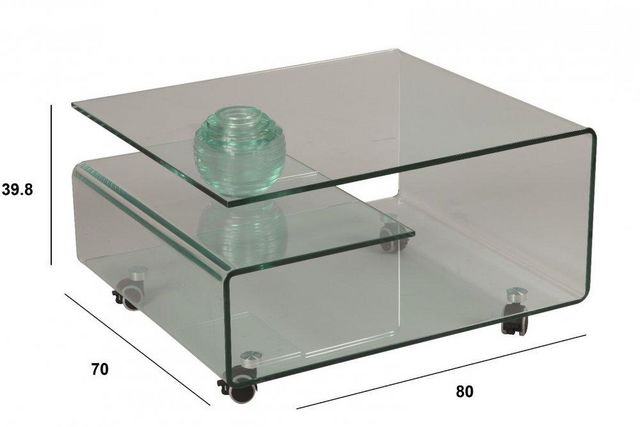 WHITE LABEL - Square coffee table-WHITE LABEL-Table basse CRISTALLIN en verre