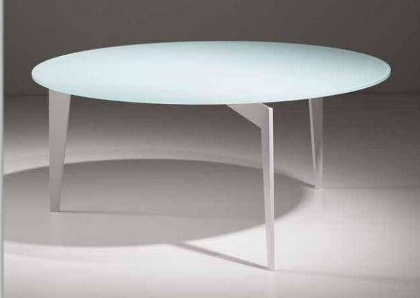 WHITE LABEL - Round coffee table-WHITE LABEL-Table basse MIKY design ronde en verre blanc