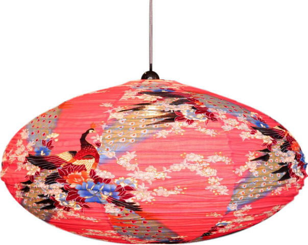 Gong - Hanging lamp-Gong-Suspension ovale 80cm Bird Red