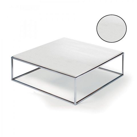 WHITE LABEL - Square coffee table-WHITE LABEL-Table basse carré MIMI XL blanc céruse structure c