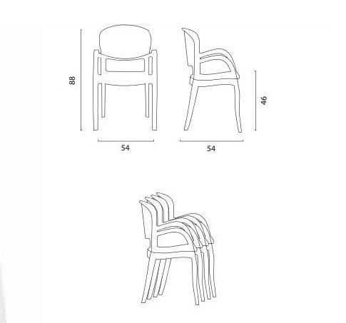 WHITE LABEL - Chair-WHITE LABEL-Lot de 2 chaises TEMPTRESS empilable design noir b