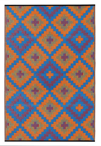 FABHABITAT - Modern rug-FABHABITAT-Tapis intérieur extérieur Saman orange et bleu Gra