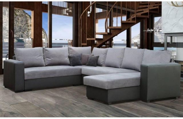 WHITE LABEL - Adjustable sofa-WHITE LABEL-Canapé convertible LISTOWEL angle panoramique noir