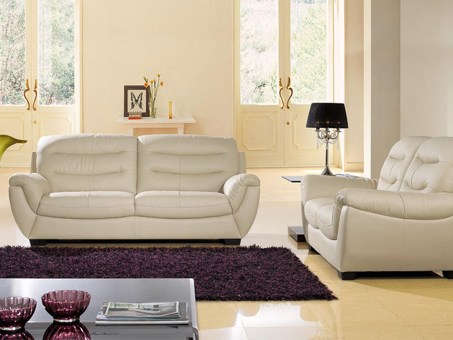 WHITE LABEL - 3-seater Sofa-WHITE LABEL-Canapé Cuir 3 places CORAL