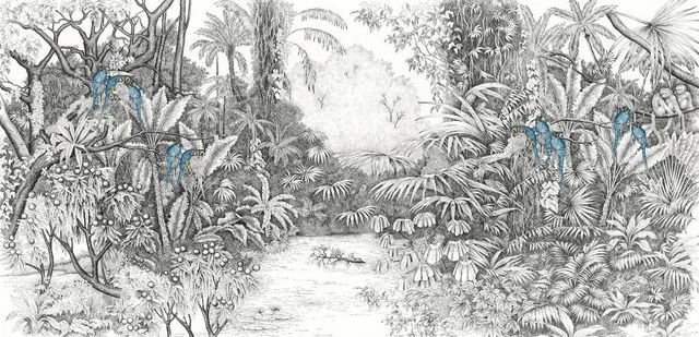 Ananbô - Panoramic wallpaper-Ananbô-perroquets bleus