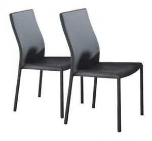 WHITE LABEL - lot de 2 chaises design hellen en simili cuir gris - Stuhl