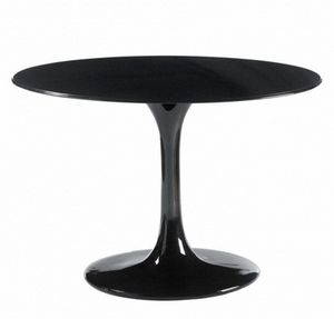 WHITE LABEL - table ronde de repas design tulipe laquée noir 90  - Runder Esstisch