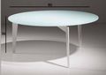 Runder Couchtisch-WHITE LABEL-Table basse MIKY design ronde en verre blanc