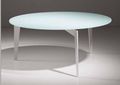 Runder Couchtisch-WHITE LABEL-Table basse MIKY design ronde en verre blanc