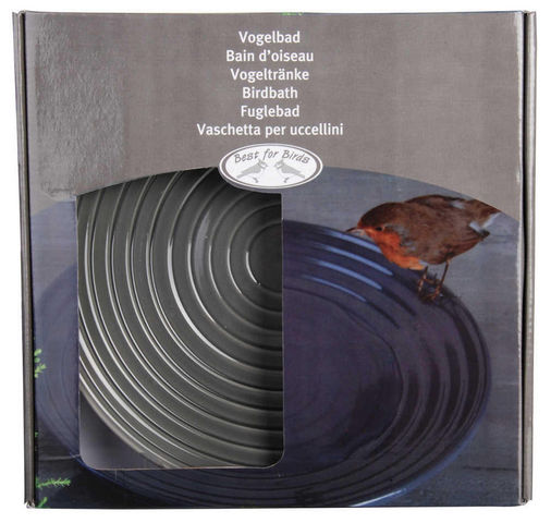 BEST FOR BIRDS - Vogelfutterkrippe-BEST FOR BIRDS-Bain oiseaux en céramique grise 27cm