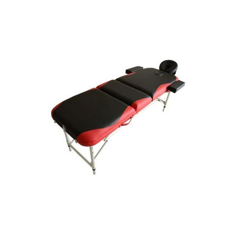 WHITE LABEL - Massagetisch-WHITE LABEL-Table de massage bicolore noir/rouge aluminium 3 zones