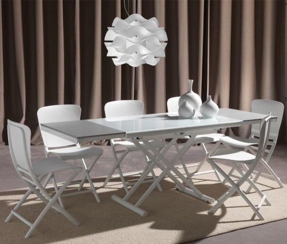 WHITE LABEL - Klappbarer Couchtisch-WHITE LABEL-Table basse relevable extensible HAPPENING blanc p