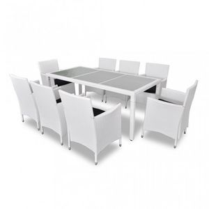 WHITE LABEL - salon de jardin avec table + 8 chaises - Comedor De Exterior