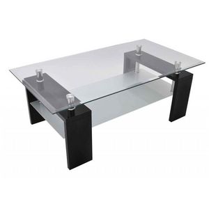 WHITE LABEL - table basse design noir verre - Mesa De Centro Rectangular