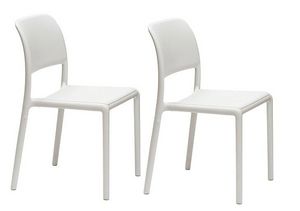 WHITE LABEL - lot de 2 chaises river empilables design blanc - Silla
