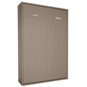 WHITE LABEL - armoire lit escamotable smart taupe mat couchage 1 - Armario Cama
