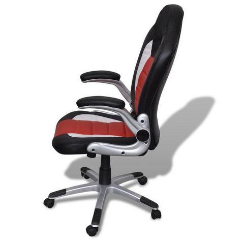 WHITE LABEL - Sillón de escritorio-WHITE LABEL-Fauteuil de bureau sport cuir noir/rouge