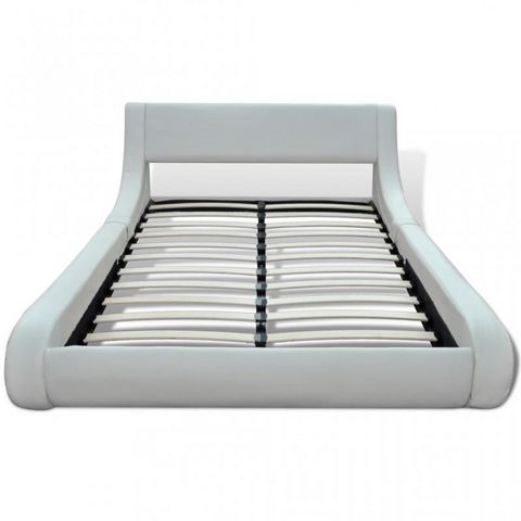WHITE LABEL - Conjunto de cama-WHITE LABEL-Lit cuir 140 x 200 cm blanc + matelas