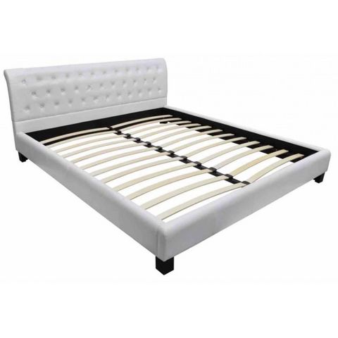 WHITE LABEL - Conjunto de cama-WHITE LABEL-Lit cuir 180 x 200 cm blanc + matelas
